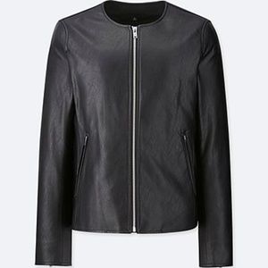 Uniqlo Faux Leather Collarless Jacket L